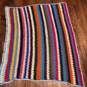 Vibrant Granny Crochet Blanket Afghan Handmade Boho Multicolored54x60 Throw